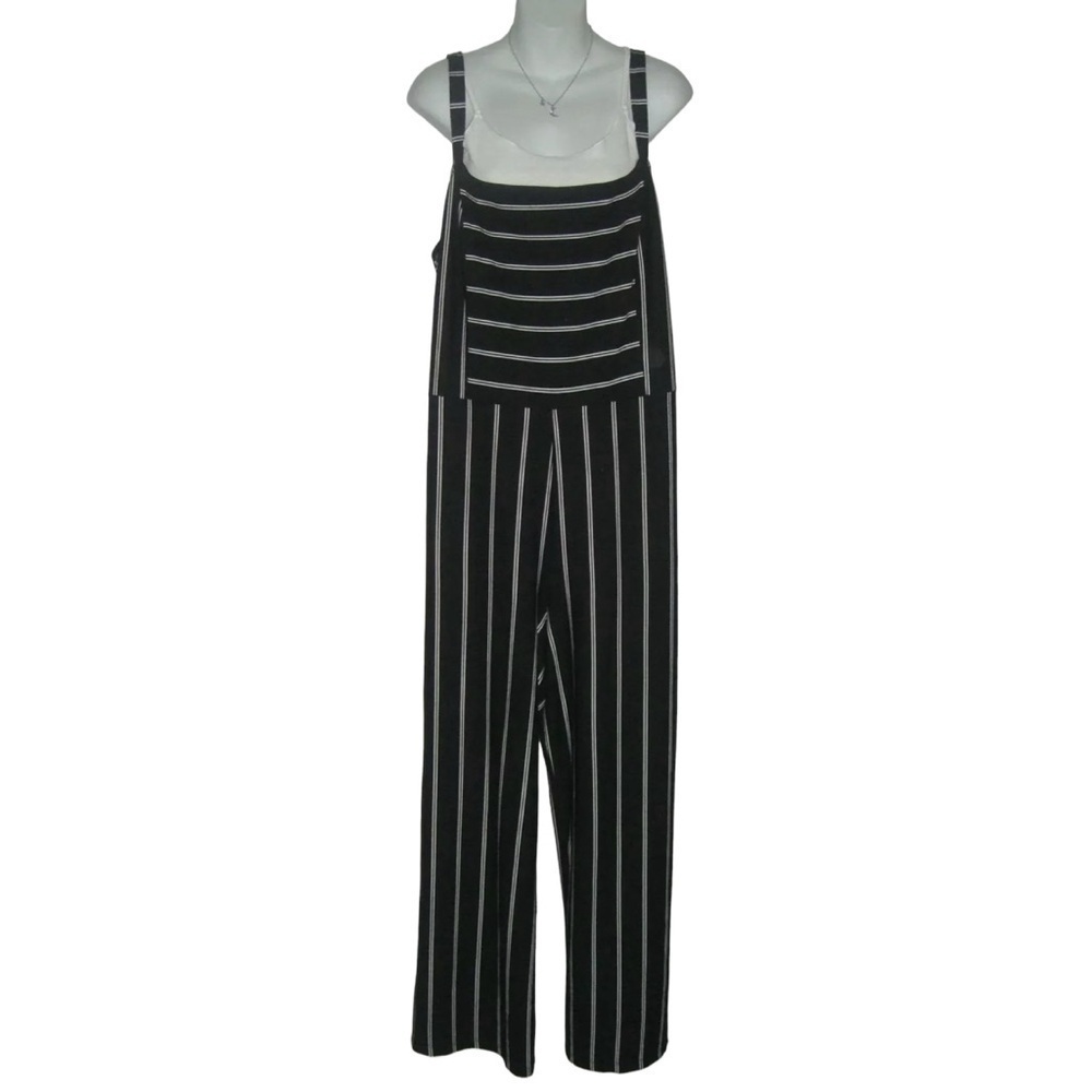 Rewind Overalls Black Striped Jumpsuit 90's Artsy Farmcore Eclectic Grandpa 2X